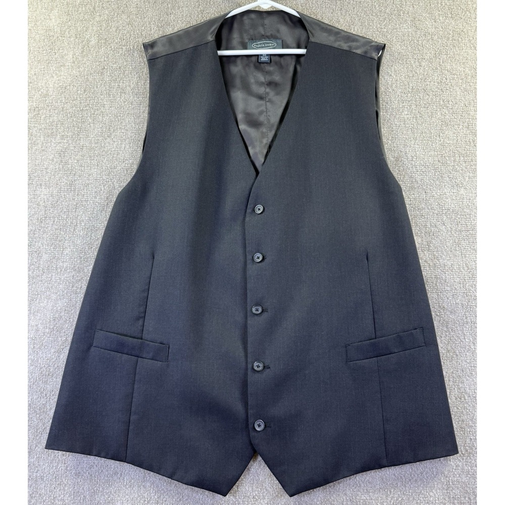 Pronto Uomo Platinum Black Mens Suit Vest Formal Size 5X Big/Tall 100% Wool